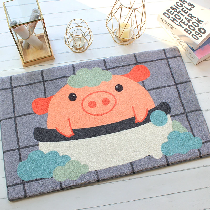 Имитация Кашемирового материала, мультяшный коврик для двери в ванную комнату, домашний коврик, впитывающий Противоскользящий дверной коврик