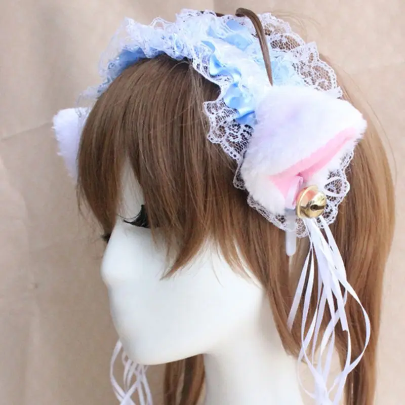 Cosplay&ware Women Ruffles Lace Headband Plush Cat Ears Ribbon Golden Bell Tassels Decor Lolita Cosplay Hair Hoop Lovely Pointed Fluffy -Zentai shop online H7c7cba21928a41cfbd71dfa37a07626fr.jpg