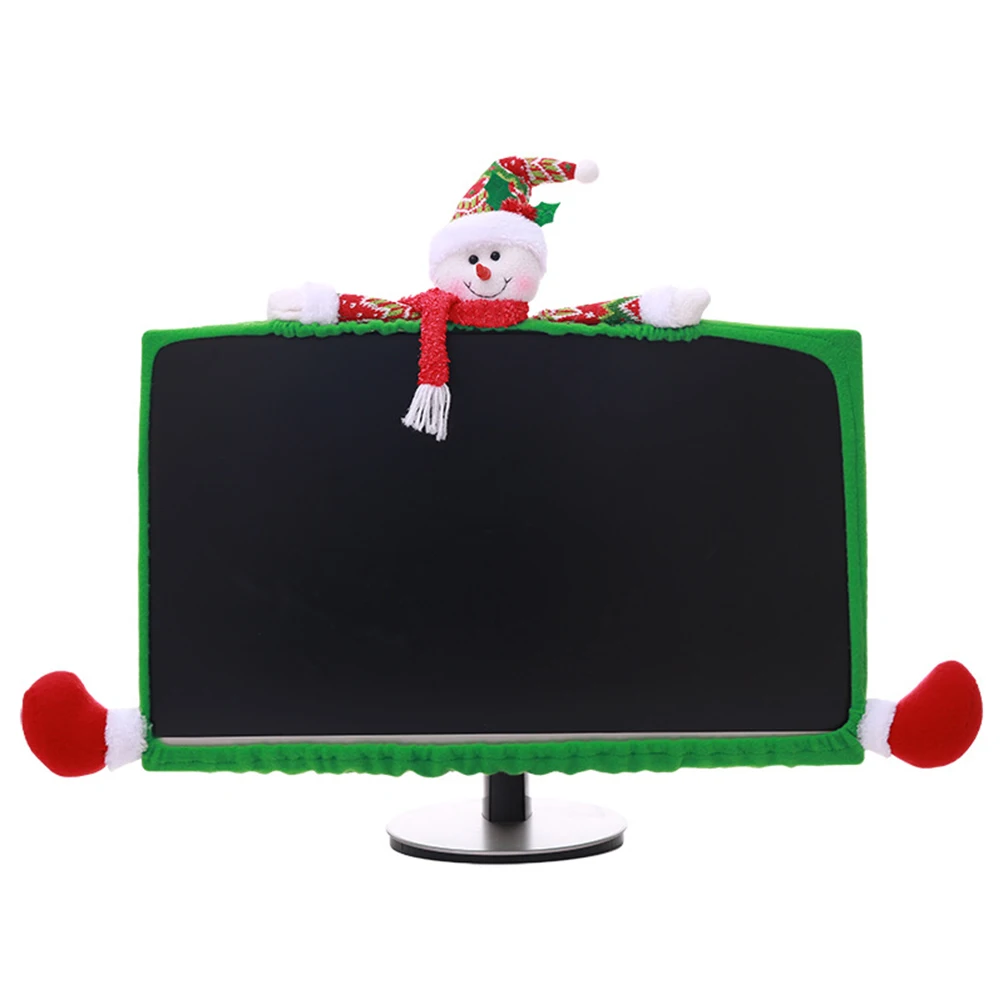 Border Accessories Santa Claus Cover Christmas Computer Home Decor Screen Monitor Snowman Decorations For 19-27inch
