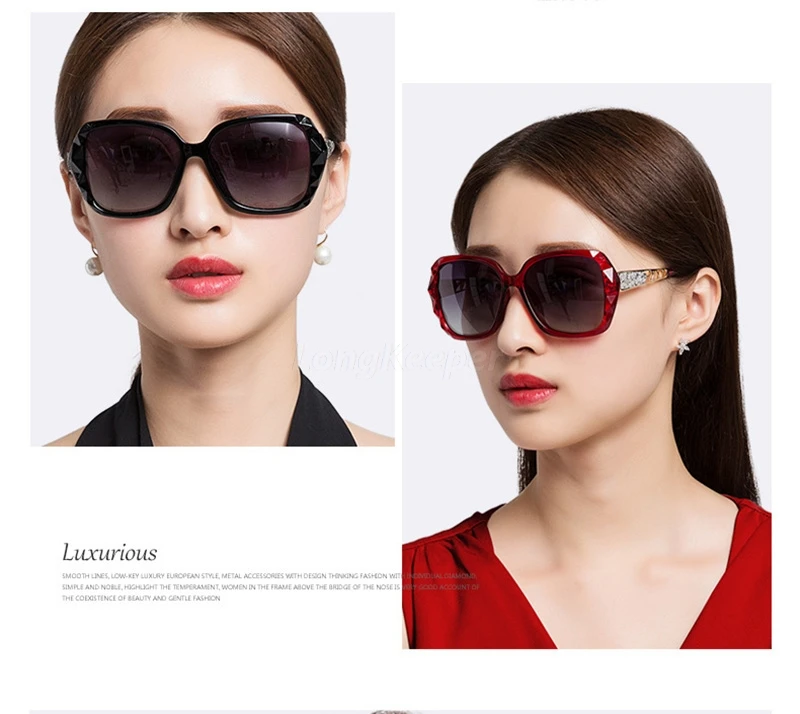 Классические поляризационные солнцезащитные очки для женщин, фирменный дизайн, сверкающие солнцезащитные очки для девушек, большие, с бриллиантами, UV400, модные, Oculos Feminino