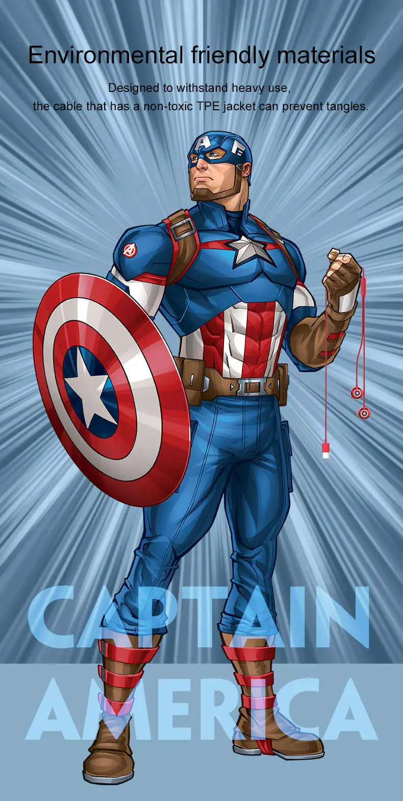 Marvel сертифицированные оригинальные наушники Captain America проводные Hi Fi