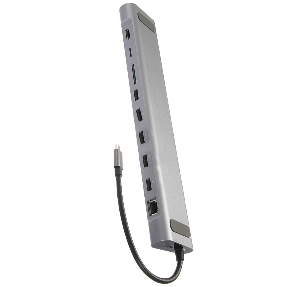 12 в 1 кардридер type C USB концентратор к HDMI 4K Ethernet ЛВС USB 3,0 концентратор/VGA/SD кардридер для ноутбуков