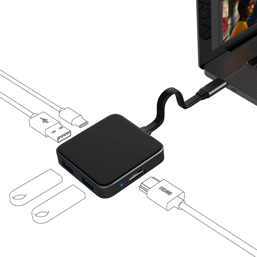 2 шт./лот usb концентратор 3 0 адаптер для HDMI 4k дисплей USB 0*3 с 60 Вт pd зарядка |