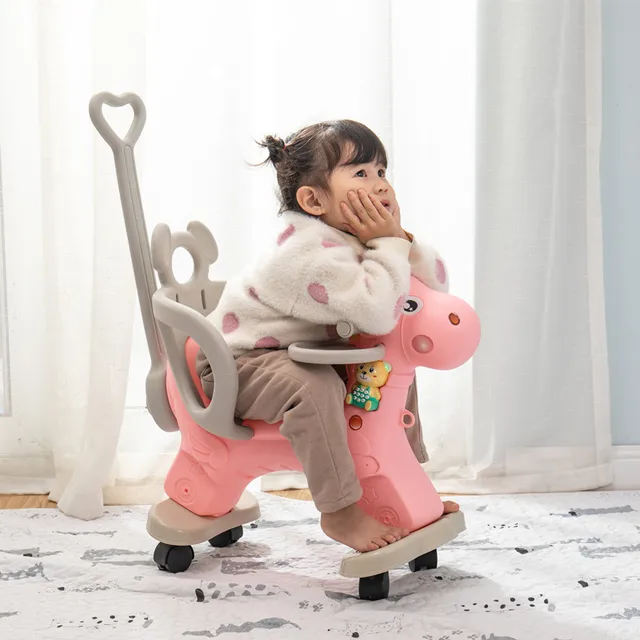 IMBABY Kids Animal Rocking Horses Multi-functional Rocking Chairs Trojan Toys Baby Play Baby Walker Indoor for Girl Boy Toy Gift 3