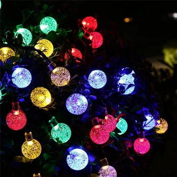 

LED Crystal Ball Solar String Lights Twinkle Outdoor Garden Christmas Light Fairy Garland Wedding Holiday Party Xmas Decoration