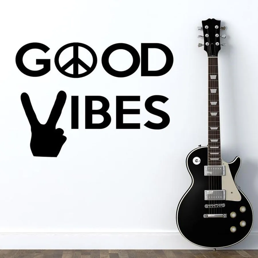 Good Vibes Наклейка на стену знак жеста Виниловые Надписи стикер хиппи наклейки для
