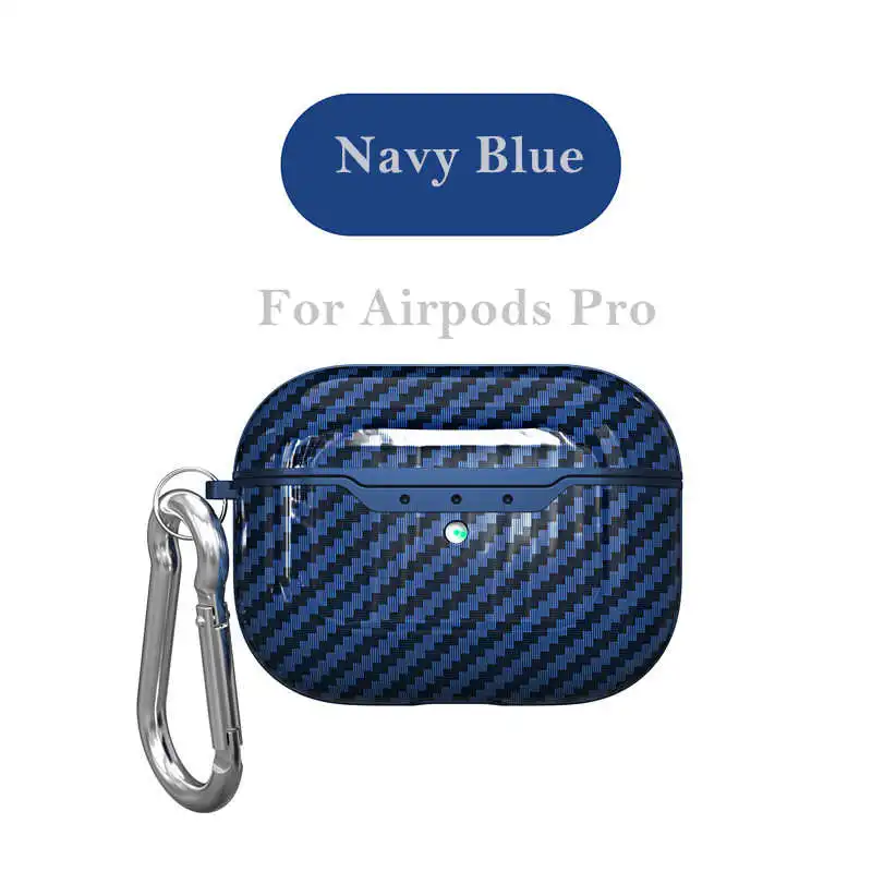 LOVERONY чехол для Apple AirPods Pro Bluetooth наушники защитная крышка из углеродного волокна EarPods зарядная коробка для Aiprods 3 Pro Чехол - Цвет: Navy Blue