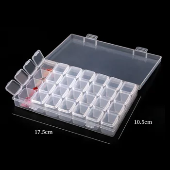 

Nail Ornament Separately Packed Case Transparent 28 Lattice Seperated Anti-Fall Storage Box Sub-Manicure Tool Storage Box Plasti