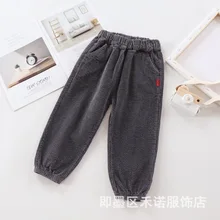 Лидер продаж, детские осенние однотонные штаны в полоску универсальные повседневные брюки для мальчиков и девочек корейский стиль