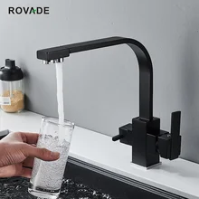 ROVADE Kitchen Sink Faucet with Drinking Water Faucet, Water Filtration Faucet,  Bar Water Filter Faucet (Matte Black)