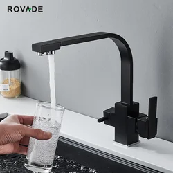 ROVADE Kitchen Sink Faucet with Drinking Water Faucet, Water Filtration Faucet,  Bar Water Filter Faucet (Matte Black)