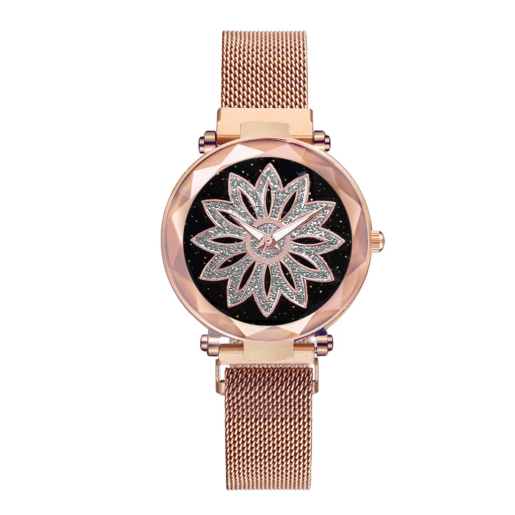 Женские часы на ремешке с цветочным узором, повседневные Роскошные Кварцевые наручные часы с магнитной пряжкой, Relogio Feminino