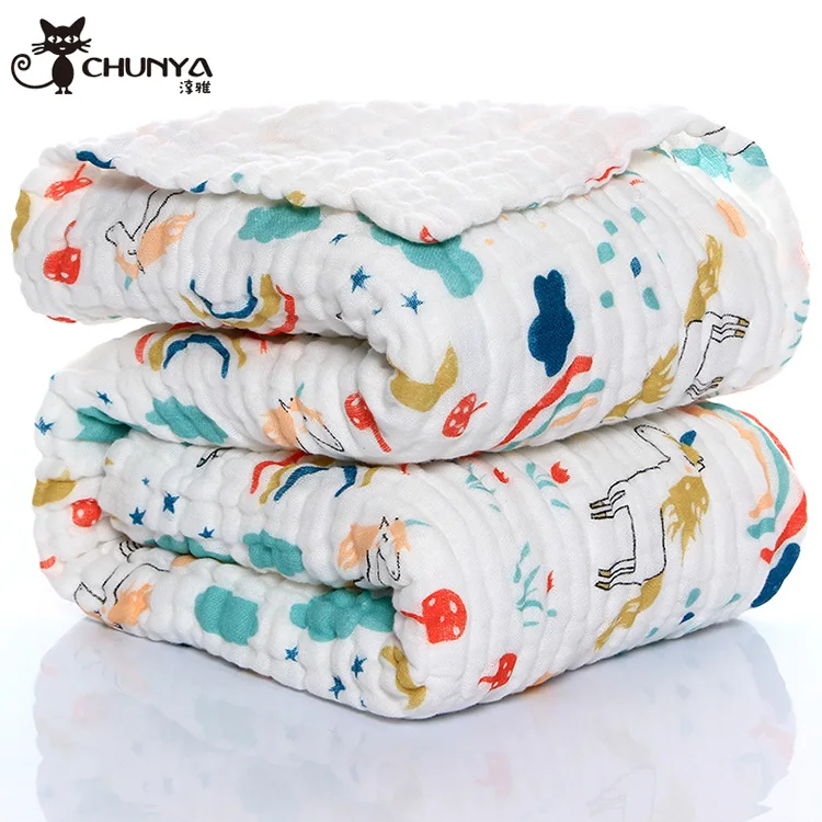 

110X110cm6 Six-layer Pure Cotton pu mi Gauze Bath Towel for Children Baby Blanket Towel Blanket Water Absorbent Breathable Batch