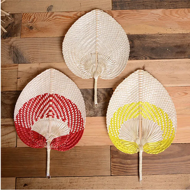 Chinese style handmade Straw Fan Hand woven palm leaf Hand fan Summer