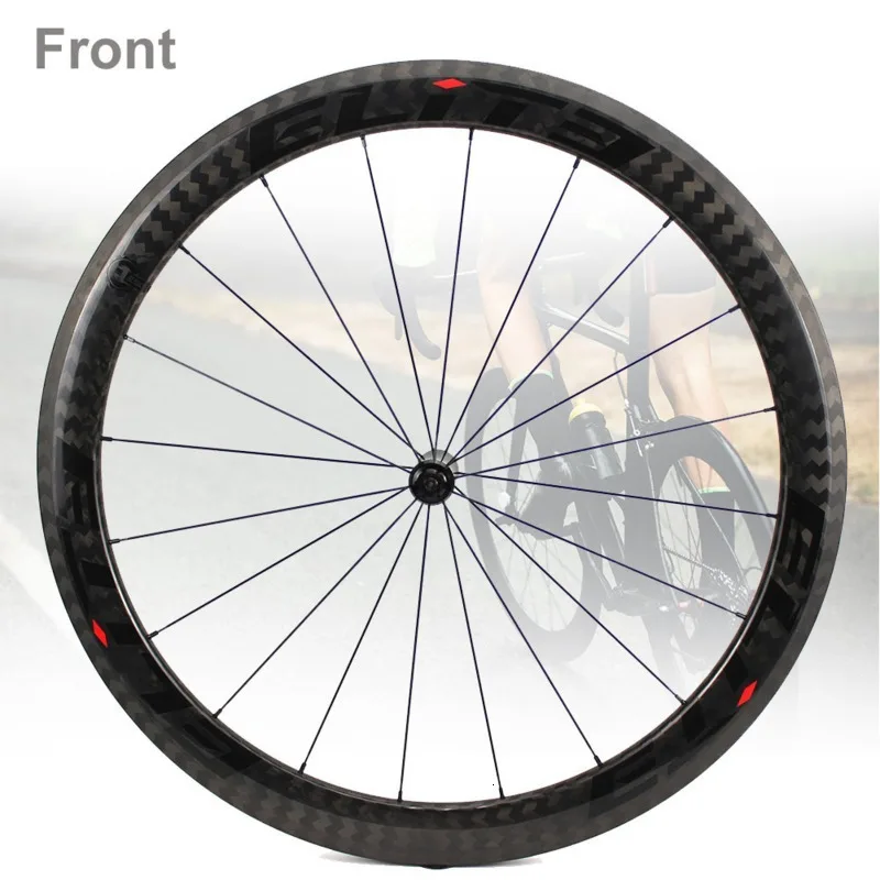 Cheap Elite 700c Carbon Bicycle Wheel Road Bike Wheelset Pro Series YAn R10 HUB 30/38/47/50/60mm 12K Twill Tubular Clincher Tubeless 1