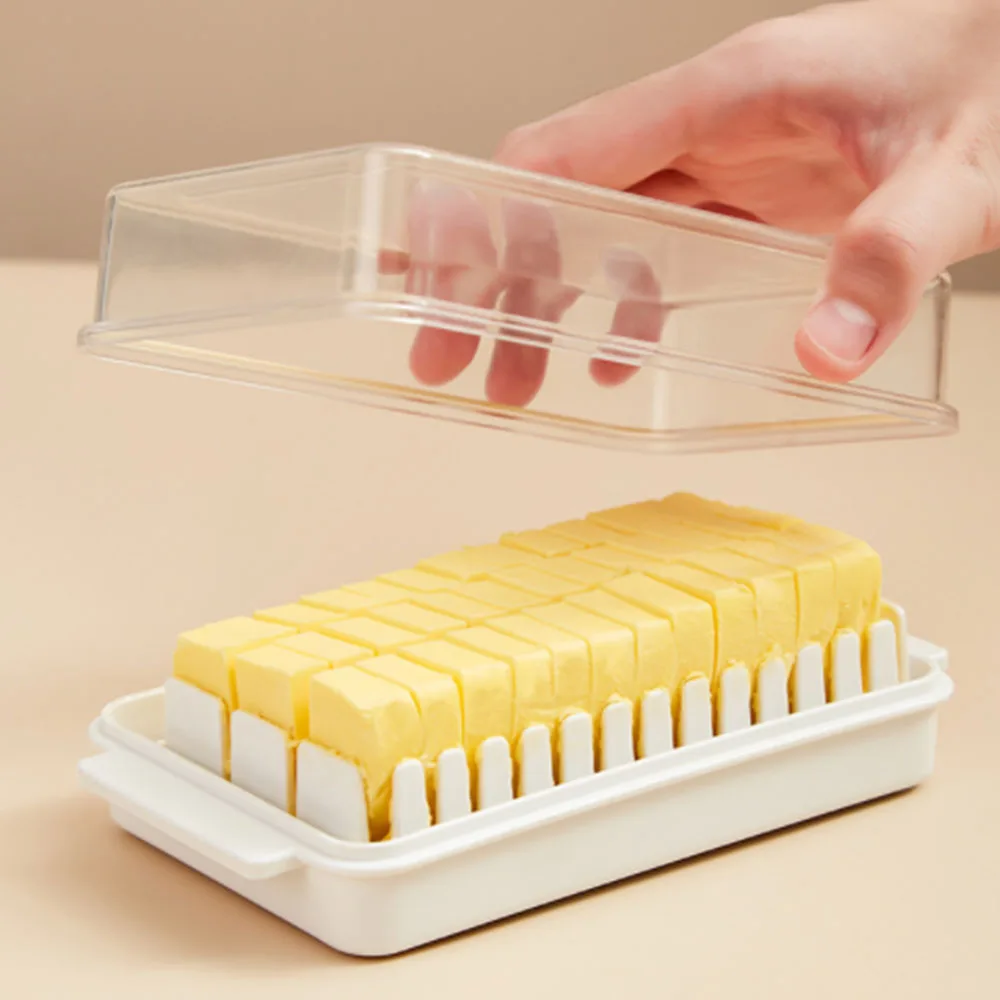 1PCS Plastic Portable Butter Tray Storage Box Butter Cheese Crisper
