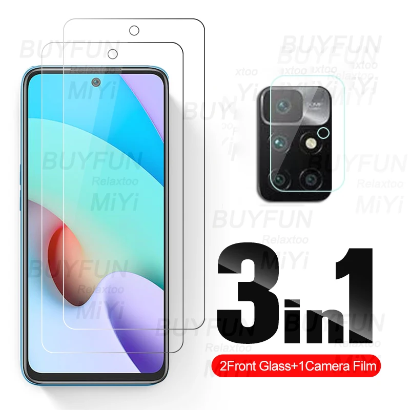 phone glass protector 1-To-3 Protective Glass for Xiaomi Redmi Note 10 Pro 10S 10T Glass Camera Screen Protector On Redmy Not 11 Pro 11S Redmi10 Glass glass cover mobile Screen Protectors