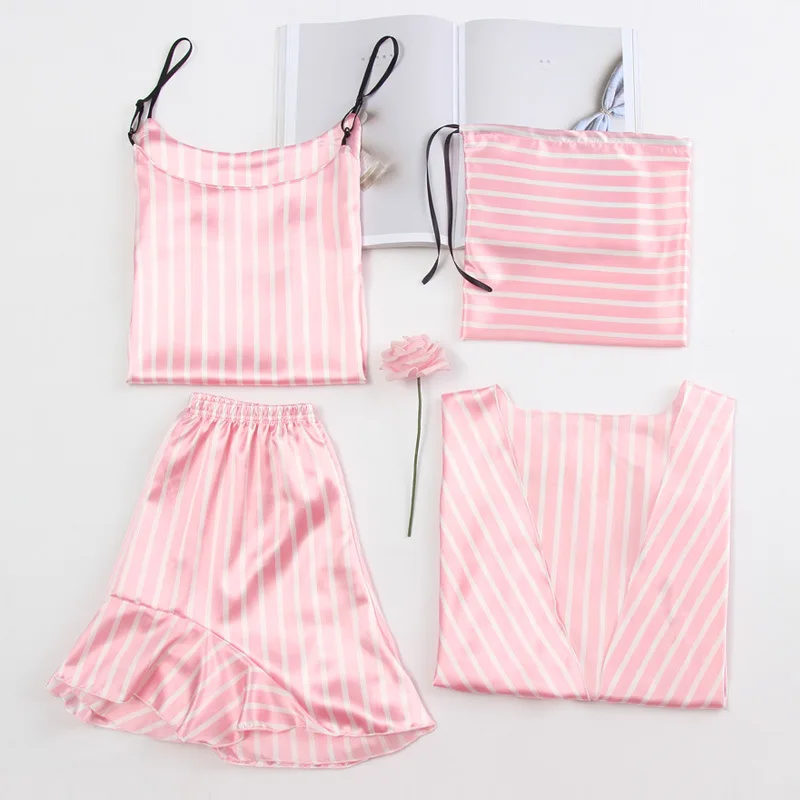 

Yongxing Spring Summer Pajamas Camisole Long Sleeve Four-piece Set WOMEN'S Shorts Multi--Multi-color-Mix And Match Women's Autum