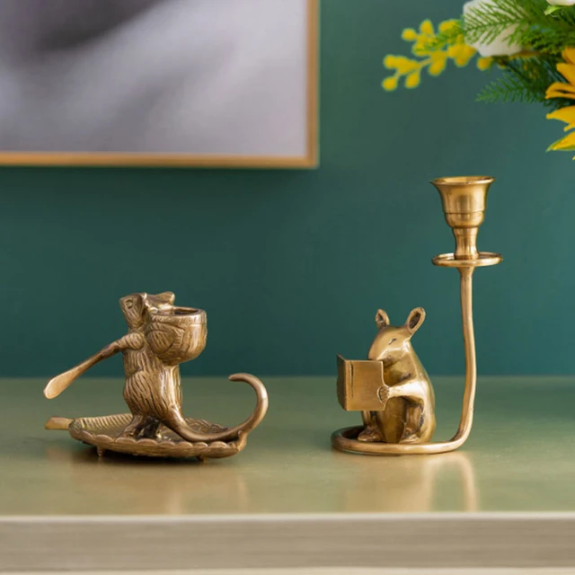 Candle Holder Mouse Decoration  Brass Candlestick Candlestick