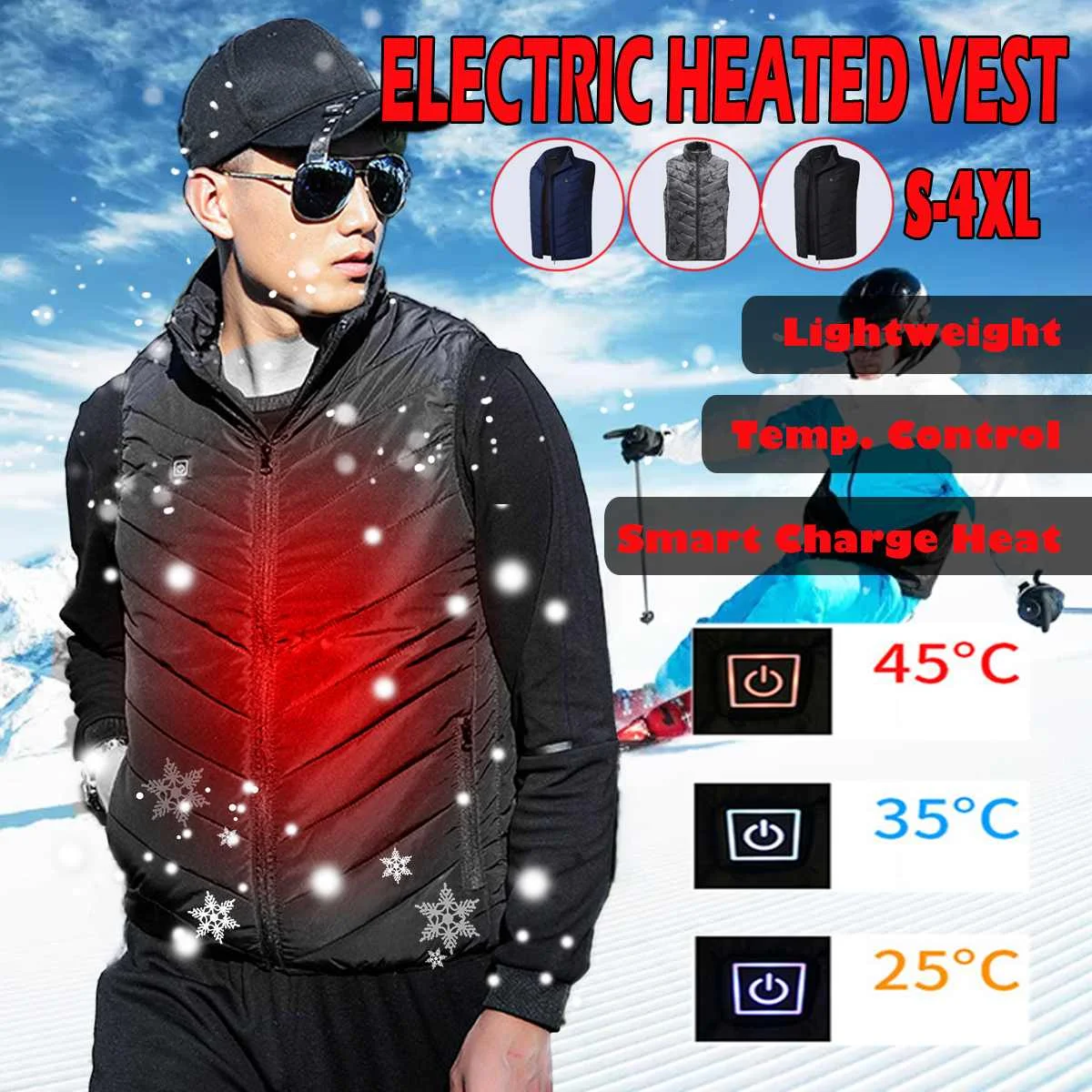 Открытый мужской жилет с электроподогревом USB Отопление женский Электрический жилет с подогревом ткань куртка USB теплая грелка для тела зимняя теплая