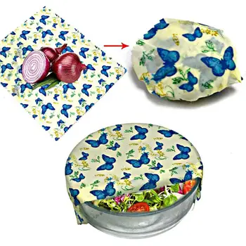 

4PCS Food Grade Beeswax Wrap Reusable Food Preservative Cloth Bag For Kitchen Vegetables Fruit Preservation Storage Bags