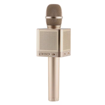 

Hot Q10S Wireless Karaoke Microphone 2.1 Sound Track Dimensional Sound Voice Change 4 Speakers Smart Microphone Gold