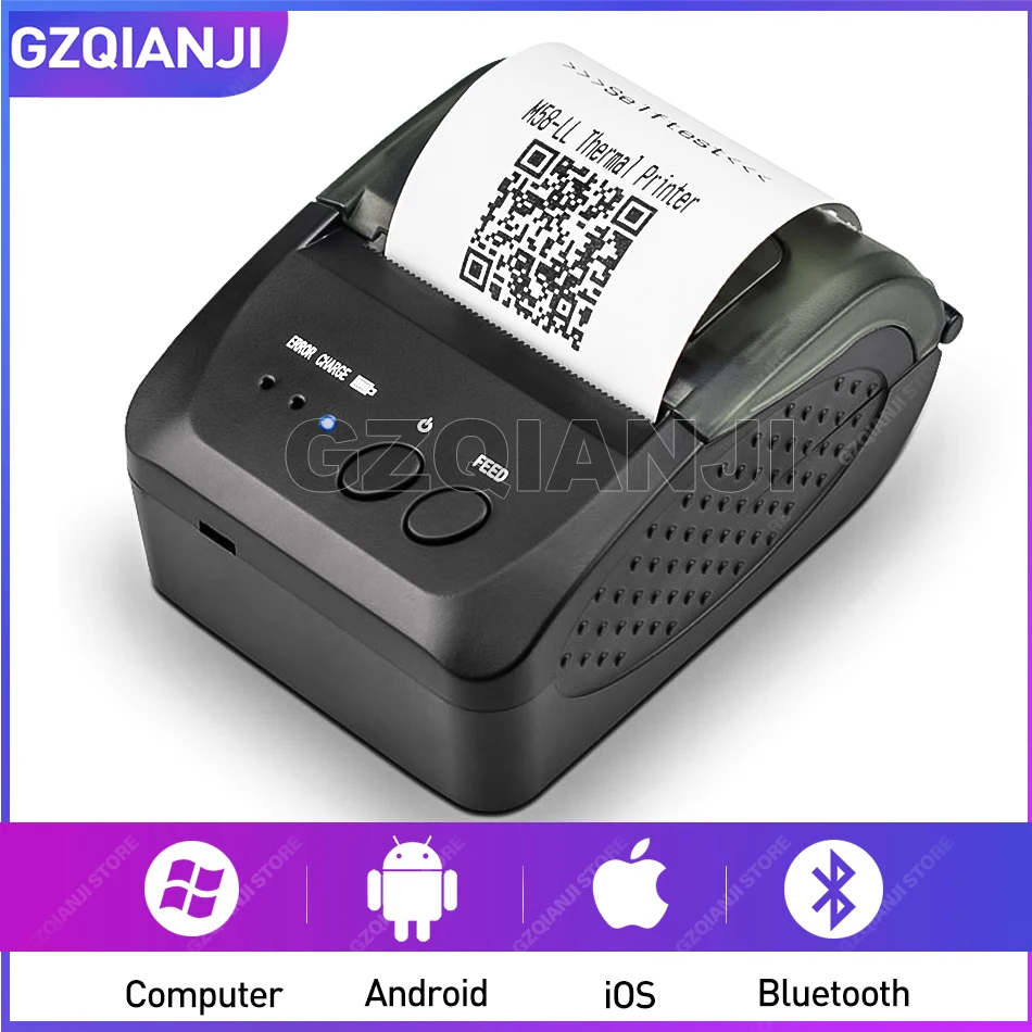 

Wireless Bluetooth Thermal Printer Mobile Mini 58mm Portable Pocket Receipt Handheld Pos USB Printers for Android IOS System