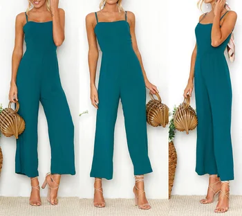 

Women's loose Sleeveless Jumpsuits Camis Rompers Summer ZIP Backless Lady Girls Streetwear Clothing Casual Rompers S M L XL