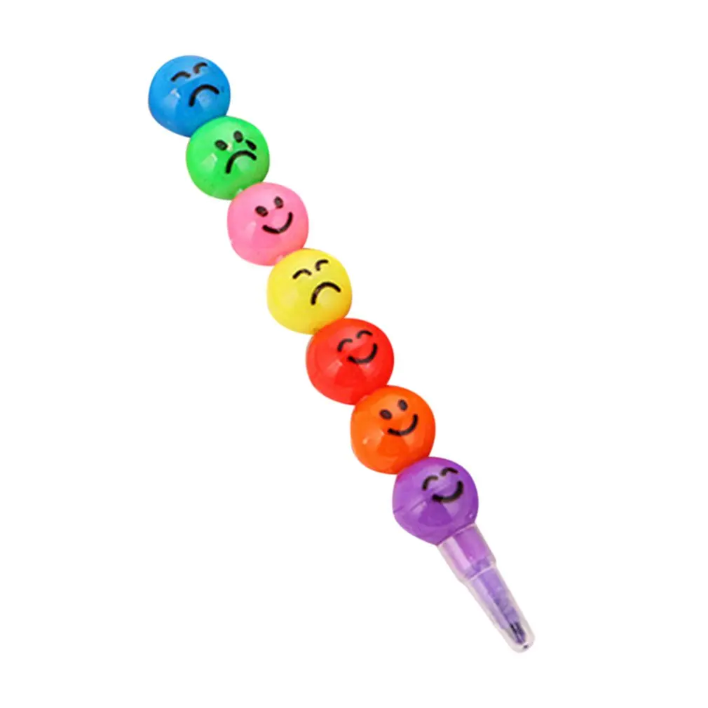 

7 Colors Crayons Creative Sugar-Coated Haws Cartoon Smiley Graffiti Pen Stationery Gifts For Kids Wax Crayon Pencil 7 Colors