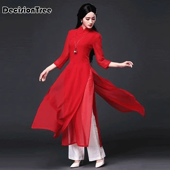 

2020 aodai cheongsam dress traditional oriental clothing ao dai dresses short lace dress for women vietnam qipao dress
