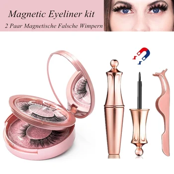 

Magnetic Eyeliner Liquid Eyeashes Kit Waterproof Long Lasting Eyeliner False Eyelashes Makeup Kits Easy Wearing:
