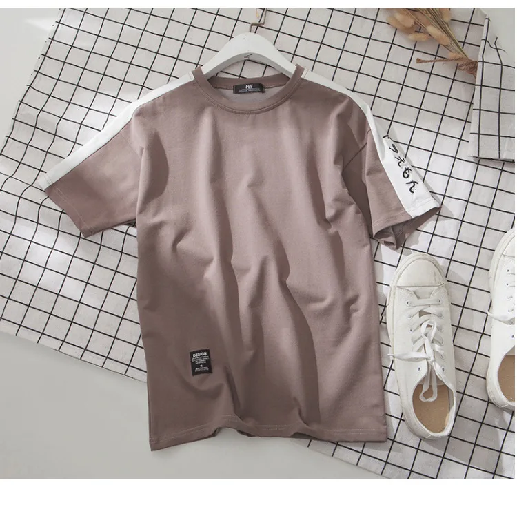

Free Shipping Men's Summer Letter T-shirt With Short Sleeve And O Neck Breathable High Quality Men Wire Drawing T Shirt S New