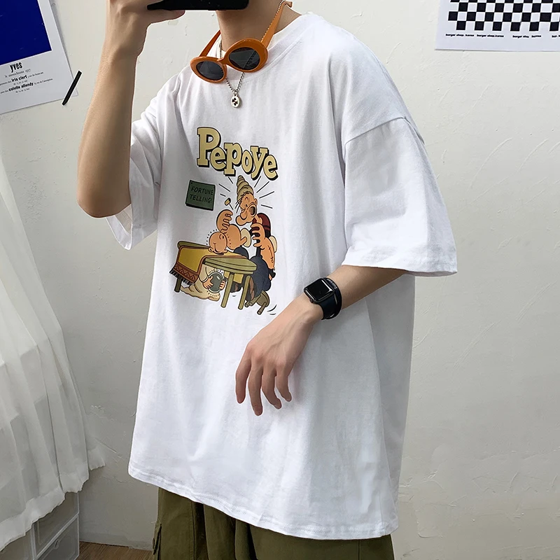 Anime Print T Shirts for Men Korean 