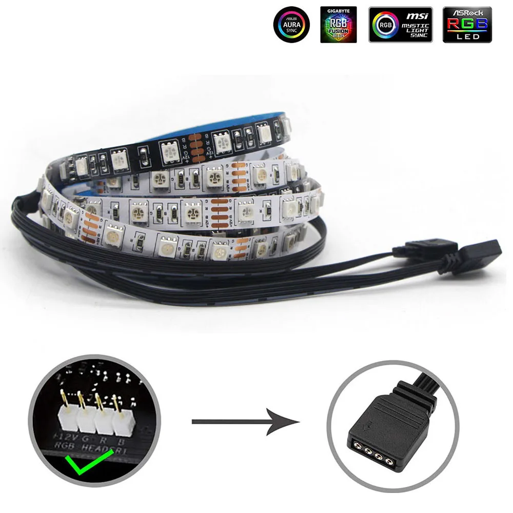 Universal magnetic rgb lighting led strip 4 pin rgb connector for computer cases deals