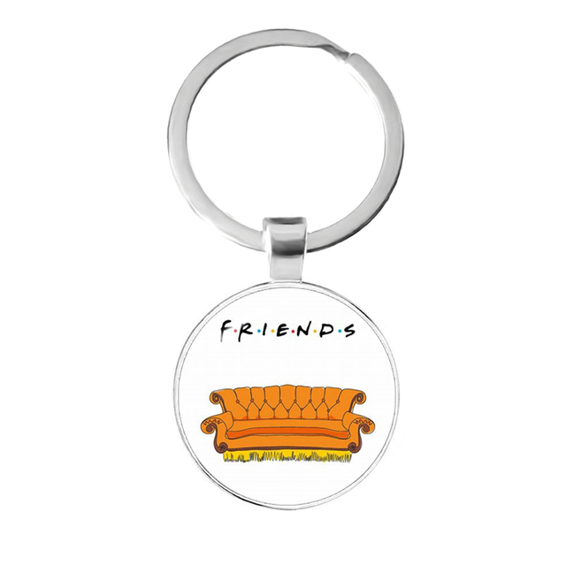 Friends TV Show Pendant Keychain Character Cartoon Fun Pattern 25mm Glass Cabochon Key Ring Keyholder Good Friend Gift