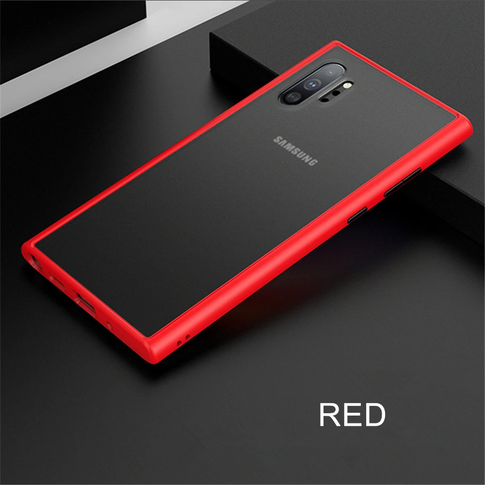 Red Прозрачный Силиконовый противоударный бампер чехол для телефона для samsung S8 S9 S10Plus S10E Note 8 9 10Pro A30 A50 A70 M30 матовый жесткий чехол - Цвет: Red