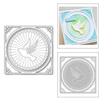 

2020 New Square Frame Round Background Animal Bird Wing Metal Cutting Dies For Making Greeting Card Paper Scrapbooking No Stamps