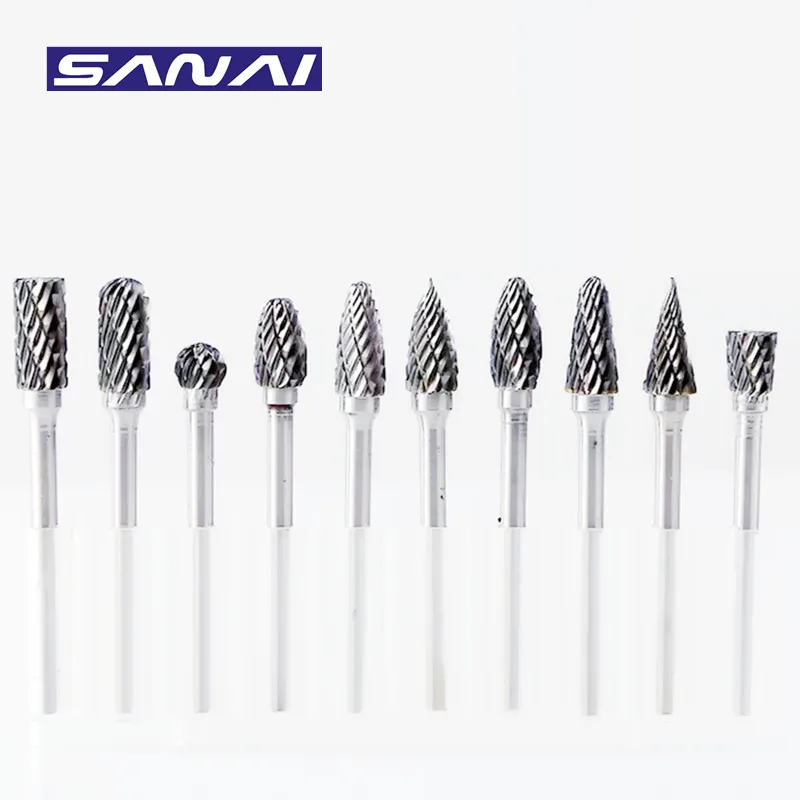SANAI 10 шт. Вольфрам твердосплавное Буровое Сверло заусенцев 1/8 "Концевая фреза по