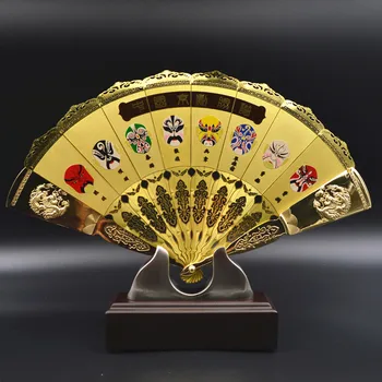 

Chinese style gifts, three-dimensional gold fan small screen ornaments, folk Beijing opera facial arts, home furnishings