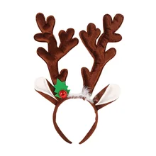 Рождественские оленьи рожки на ободке милые оленьи рога обруч на голову рождественские Костюмные принадлежности