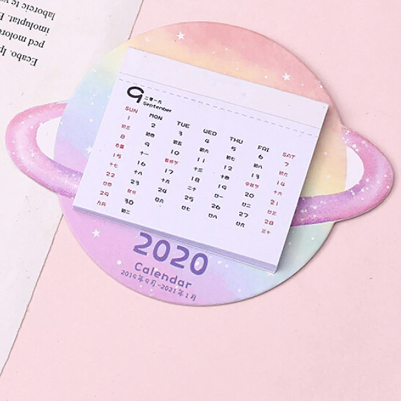 Creative Colorful Planet Calendar Wall Sticker Mini Portable Calendars Daily Table Planner.09~.12