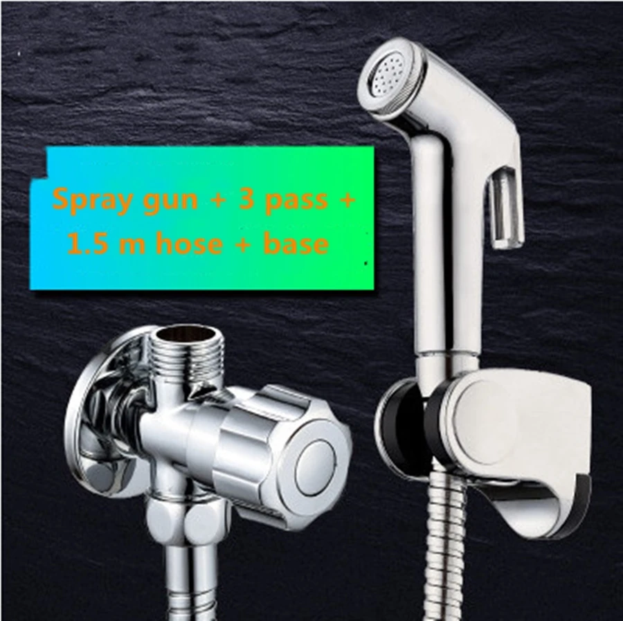 Wash nozzle set C Многофункциональный кран для биде для туалета, для ванной комнаты, для биде, душевой опрыскиватель, латунный Т-адаптер, 1,5 м, шланговый бак, держатель с крючками, простая установка - Цвет: Wash nozzle set C