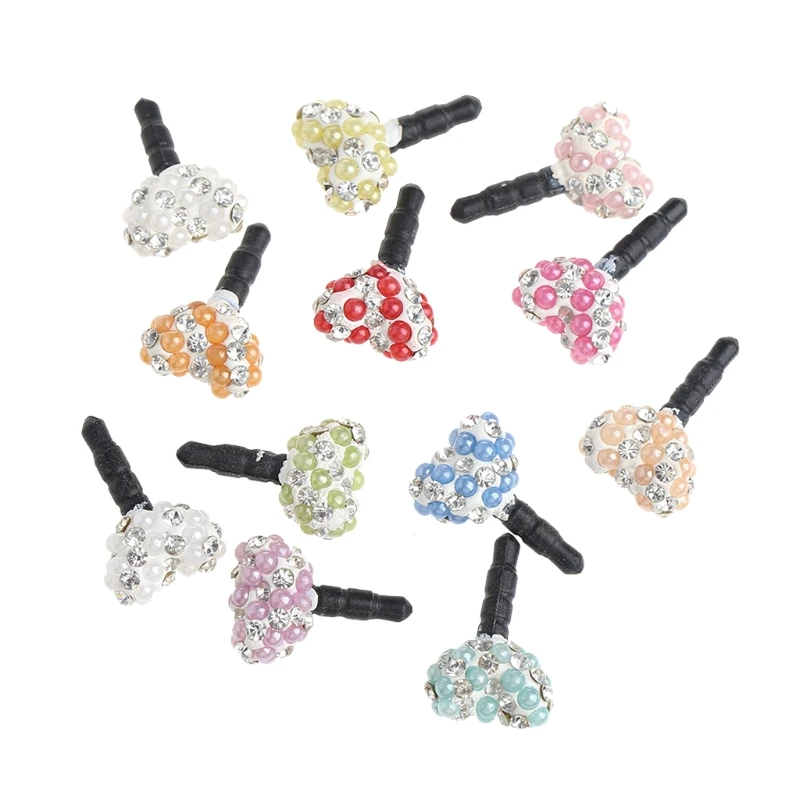 

Rhinestone Love Heart 3.5mm Jack Anti Dust Plug Earphone Stopper For Smart Phone