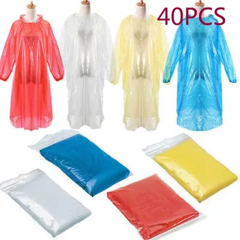 

40Pcs Disposable Raincoat Adult Emergency Waterproof Hood Poncho Travel Camping Must Rain Coat Unisex Rainwear Suit 2020