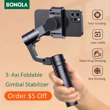 Bonola 3 Axis stabilizator Gimbal Smartphone nagrywanie wideo składany Selfie Stick stabilizator statywu dla Xiaomi Samsung iPhone Gimbal tanie tanio 3-osiowy SMARTPHONES CN (pochodzenie) bluetooth Podręczny gimbal Rohs Rozpoznawanie twarzy 5 8-6 7 Z tworzywa sztucznego