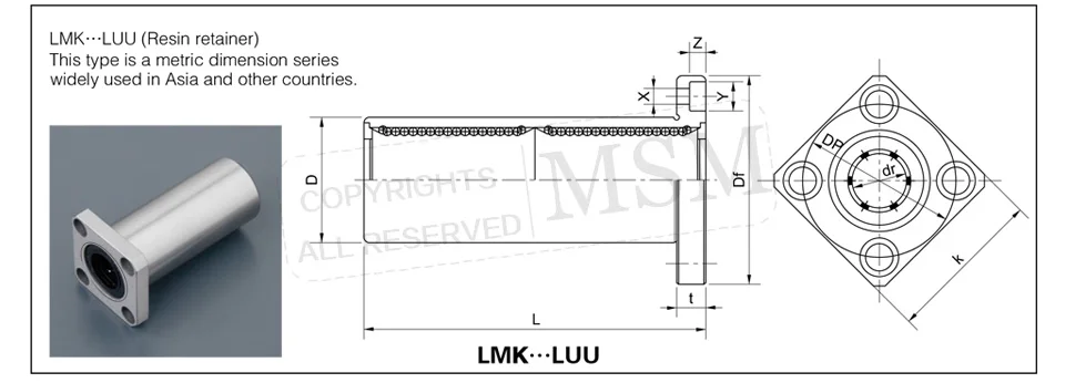 MSM линейные шариковые подшипники LMK12LUU/SMK12GWUU/LHFSW12(dr12 D21 L57) 12 мм квадратный фланец вал втулки 3d принтер Часть(2 шт./лот