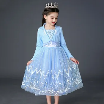 

2020 New Frozen 2 Girls' Dress Spring and Autumn Children's Clothing Aisha Princess Dress Performance