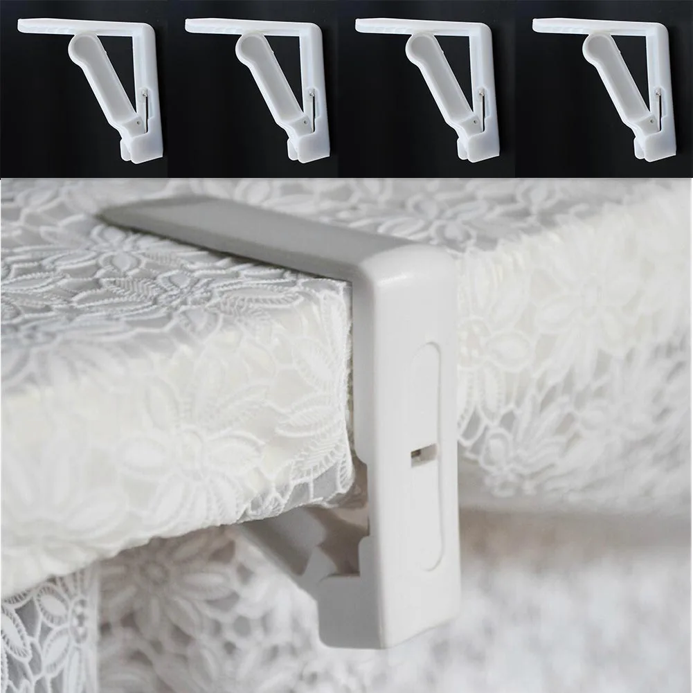 4pcs Tablecloth Holder PP 5.7cm*5.7cm*1.7cm Tablecloth Clamps Kitchenware Wedding Promenade Table Cover Kitchen Supplies White