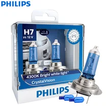 Philips Crystal Vision H7 12V 55W PX26d 12972CVSM 4300K яркий белый автомобильный галогенный головной светильник Hi/lo луч противотуманные фары, X2