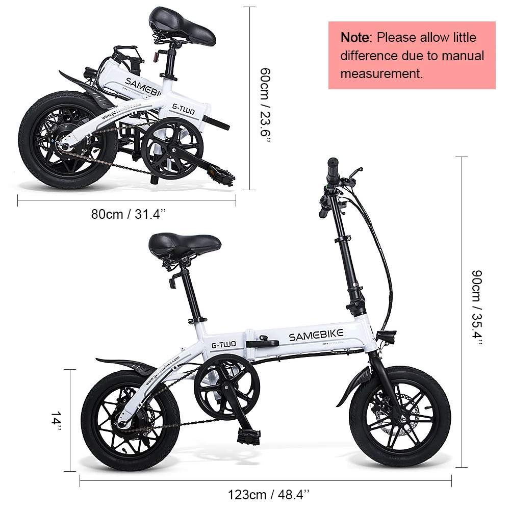 Perfect 14 Inch Folding Electric Bike Power Assist Electric Bicycle E-Bike Scooter 36V 250W Motor 4